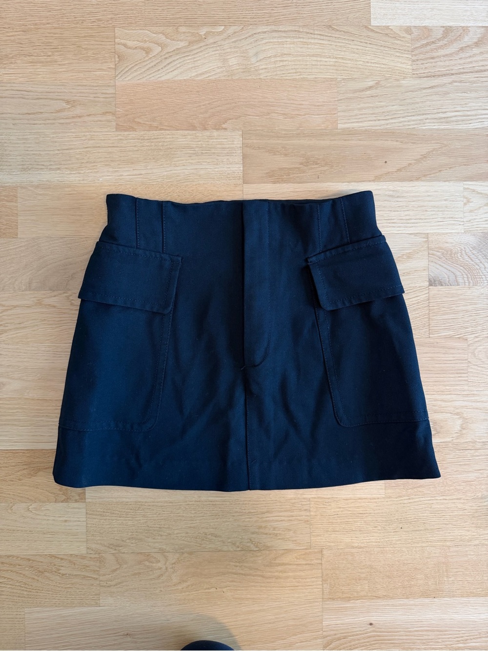 Zara Black Mini Skirt with Flap Pockets